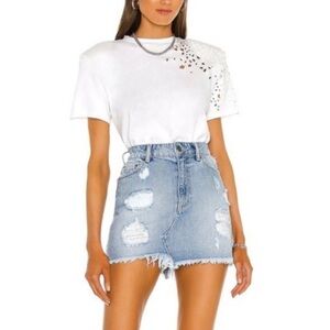 NWT SER.O.YA Alli Denim Distressed Mini Skirt sz 26